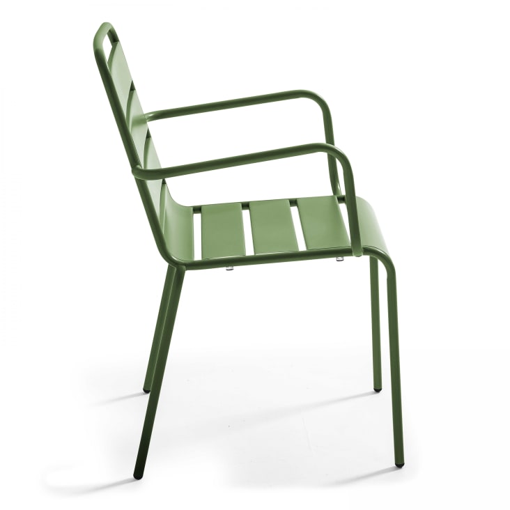 Ensemble table de jardin et 2 fauteuils métal vert cactus-Palavas cropped-9