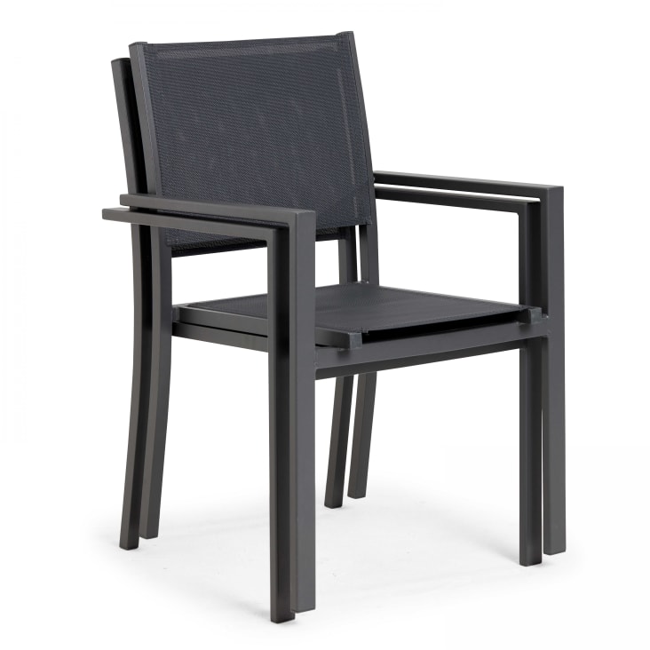 Set di 2 sedie da giardino in alluminio e textilene grigio Nice