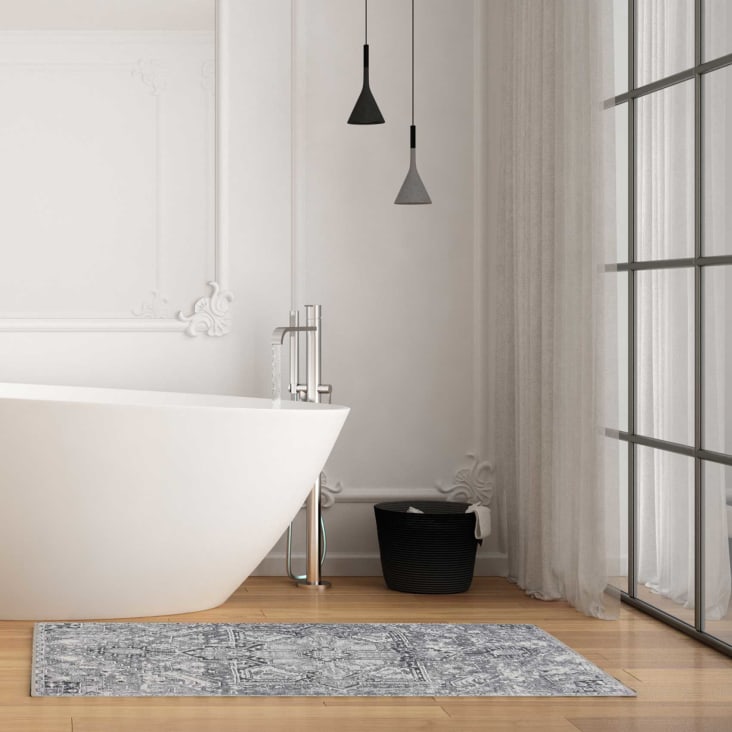 Alfombra de baño de estilo vintage con impresión digital gris 80x150-Urban estate cropped-2
