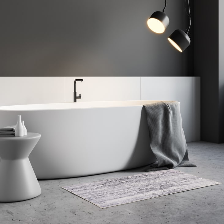 Alfombra de baño de estilo vintage con impresión digital gris 80x150-Room 9 cropped-2