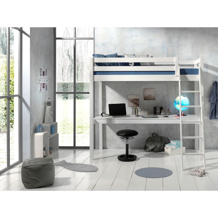 SOON - Ensemble rangement, bureau, armoire d'angle et mezzanine couchage  190x90 cm