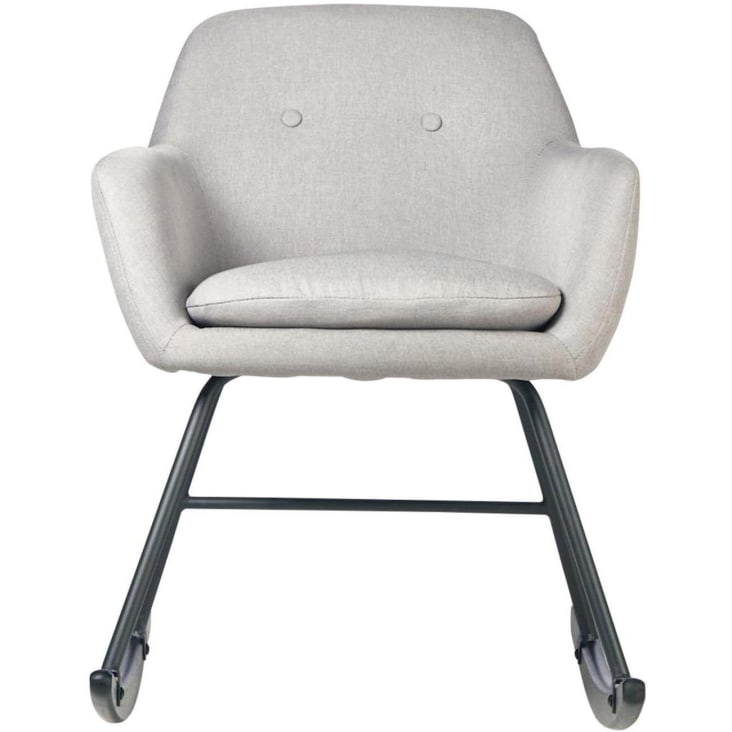 Rocking chair assise tissu gris clair pieds métal noir-ROCKY cropped-10