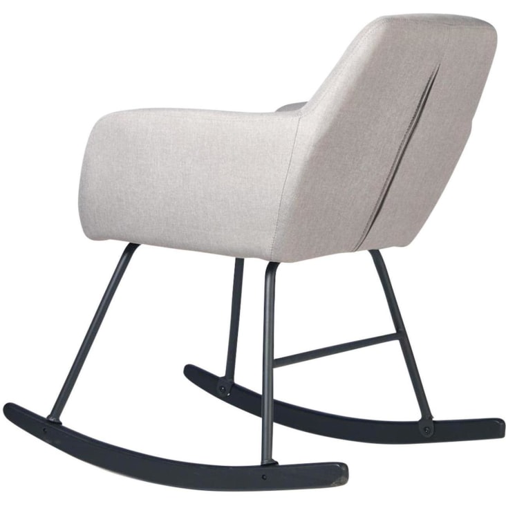 Rocking chair assise tissu gris clair pieds métal noir-ROCKY cropped-3