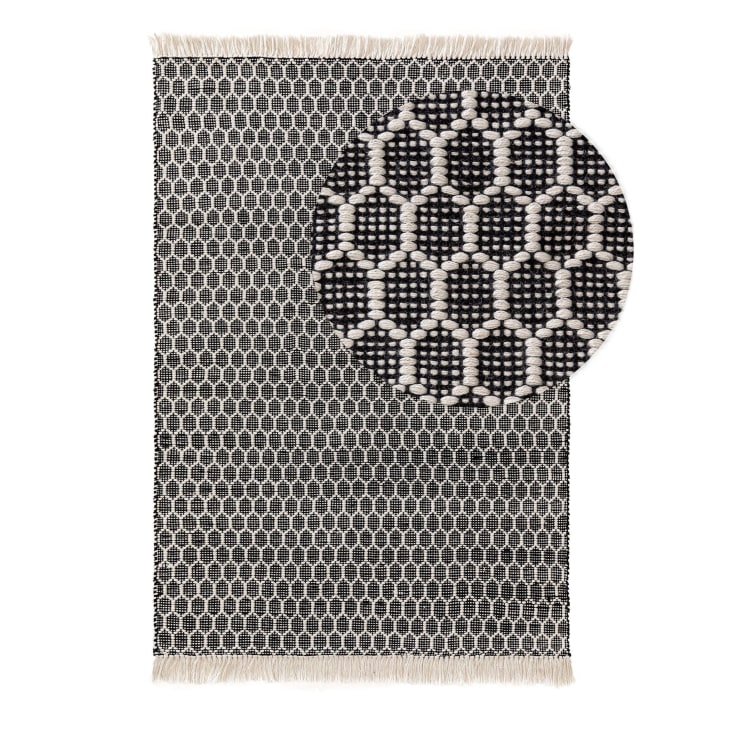 Tapis fabriqué à partir de matériaux recyclés blanc & noir 80x150-MIMPI