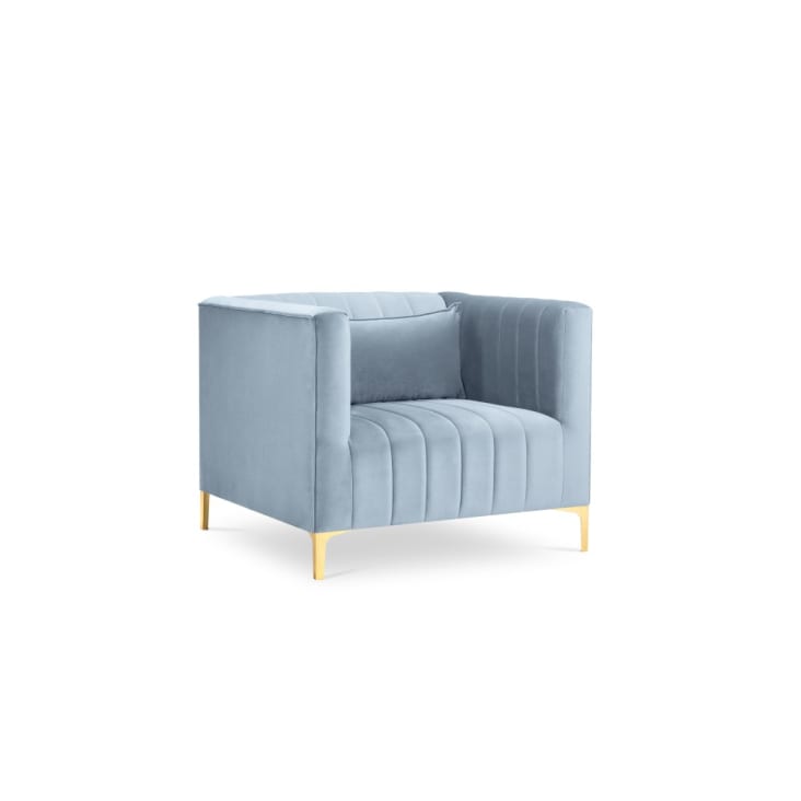 Fauteuil en velours bleu clair-Annite