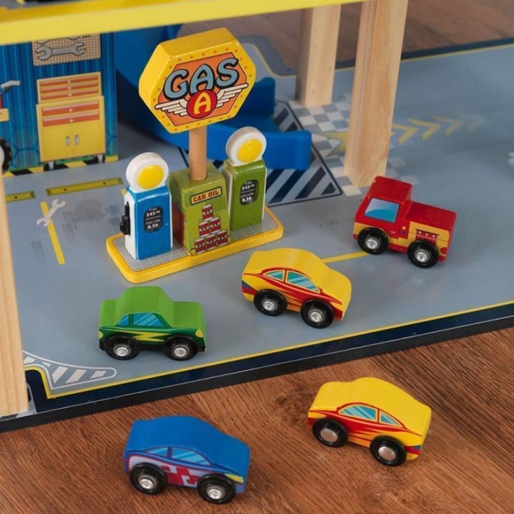 Jouet de rampe de voiture pour 1 2 cadeaux de garçon de 3 ans, jouet de  piste de course d'enfant en bas âge avec 4 voitures en bois et garage de 3  voitures