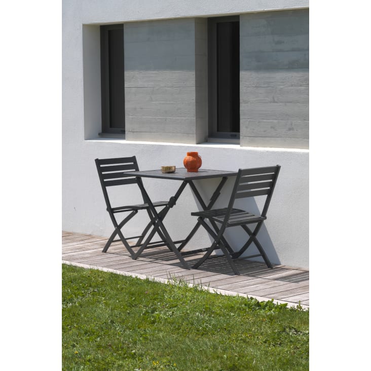 Mesa de jardín plegable de plástico gris antracita 79x72x70 cm - referencia  Mqm-48792