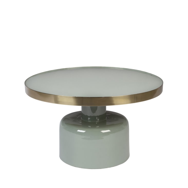 Table basse design en métal D60cm vert d'eau-Glam