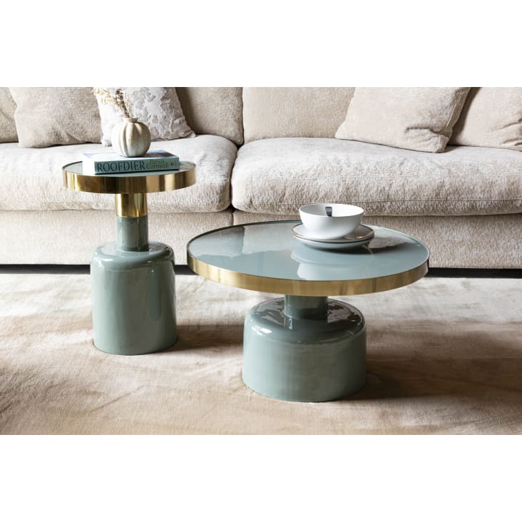 Table basse design en métal D60cm vert d'eau-Glam cropped-3