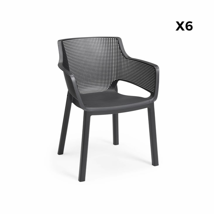 6 fauteuils de jardin en résine, graphites-Elisa cropped-3