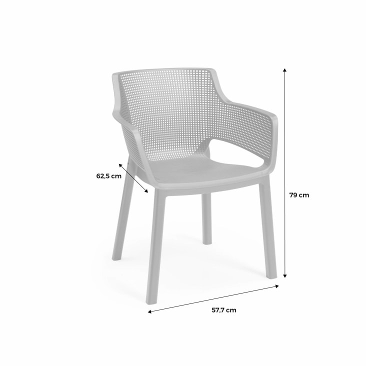 6 fauteuils de jardin en résine, graphites-Elisa cropped-4