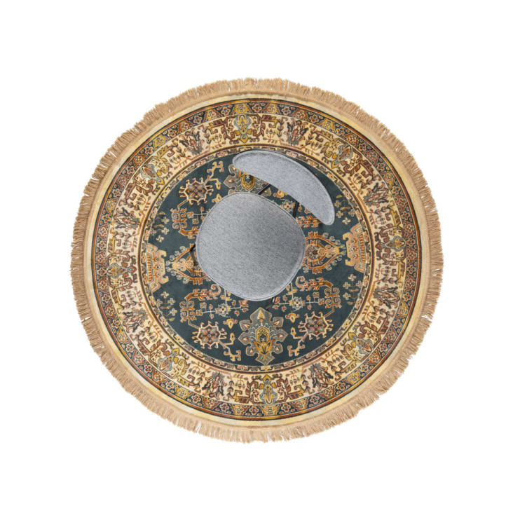 Tapis persan à franges beige D160 cm-Raz v cropped-3