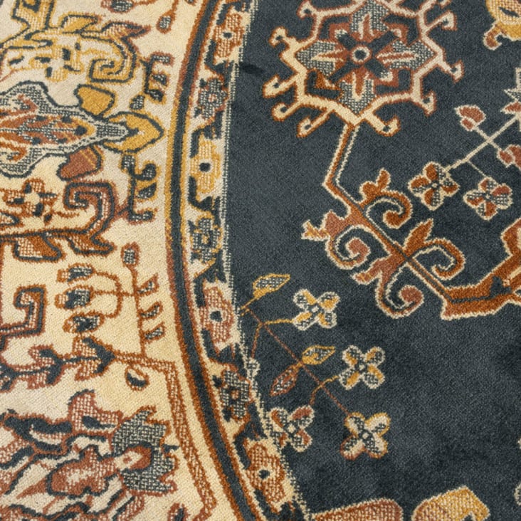 Tapis persan à franges beige D160 cm-Raz v cropped-4