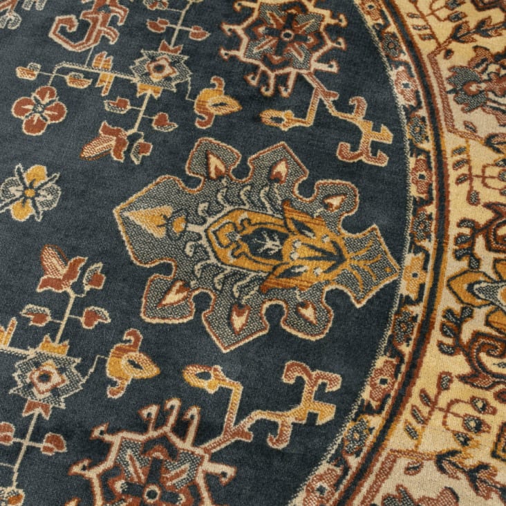 Tapis persan à franges beige D160 cm-Raz v cropped-5