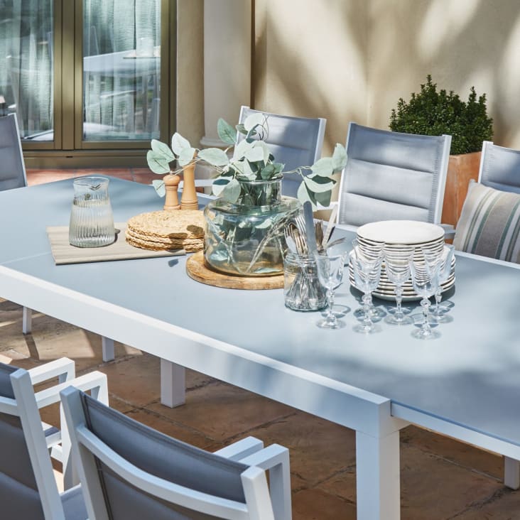 Conjunto mesa fija 160×90 y 6 sillas jardín blanco TOKYO, Maisons du Monde
