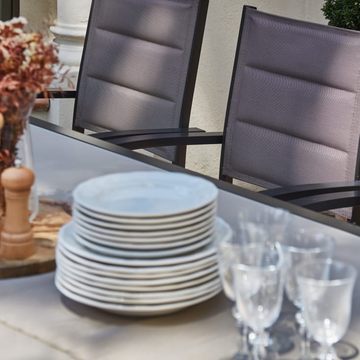 Conjunto mesa fija 160×90 y 6 sillas jardín blanco TOKYO, Maisons du Monde