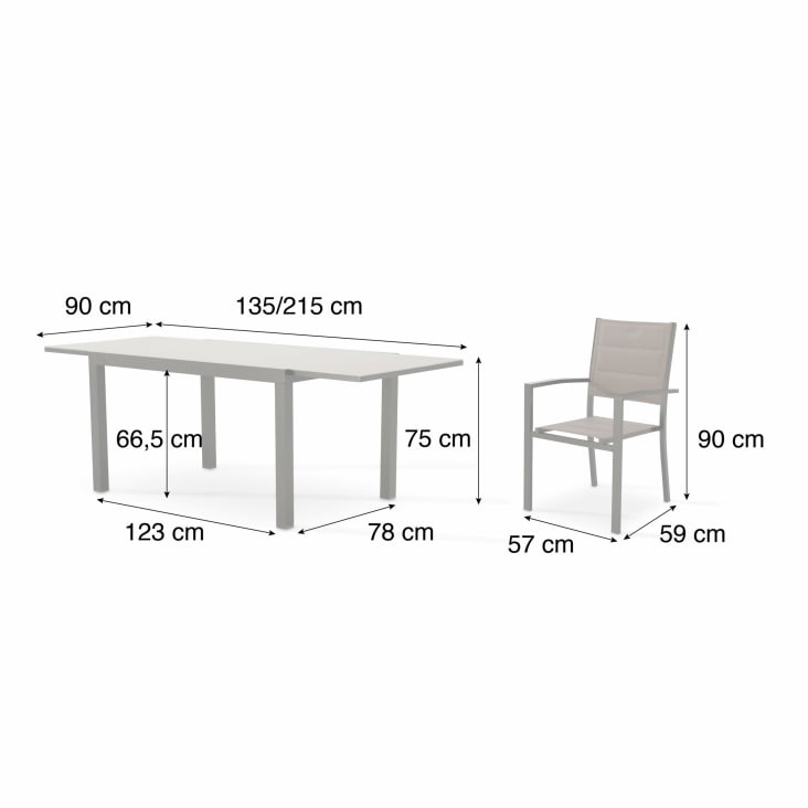Conjunto mesa y sillas jardín 4 plazas aluminio marrón TOKYO