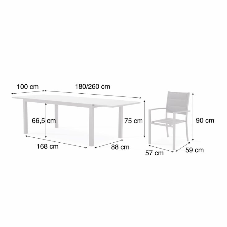 Conjunto mesa y sillas jardín 6 plazas aluminio antracita TOKYO, Maisons  du Monde