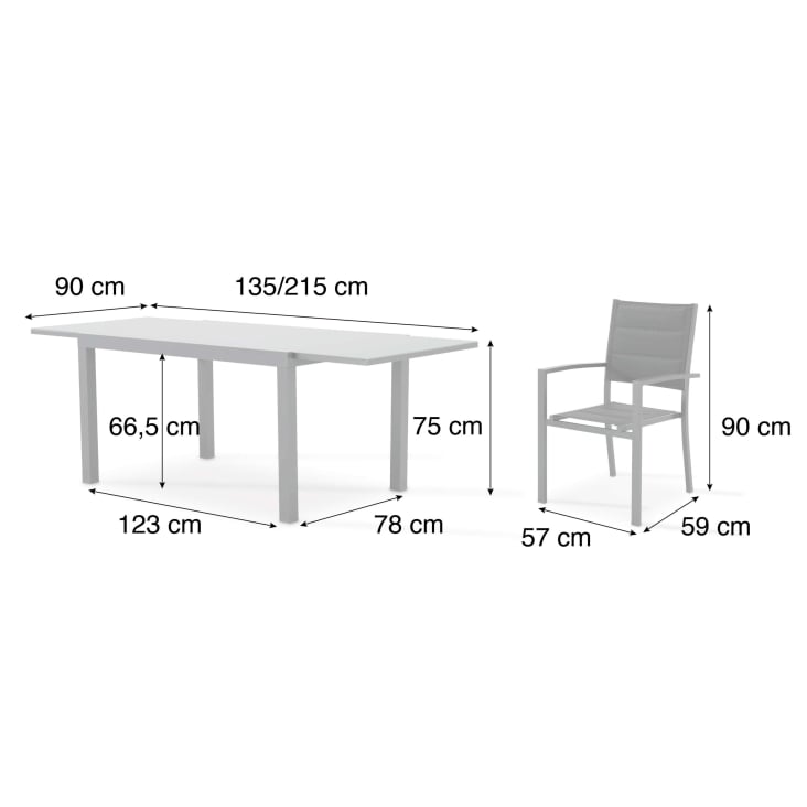 Conjunto mesa fija 160×90 y 4 sillas jardín antracita TOKYO