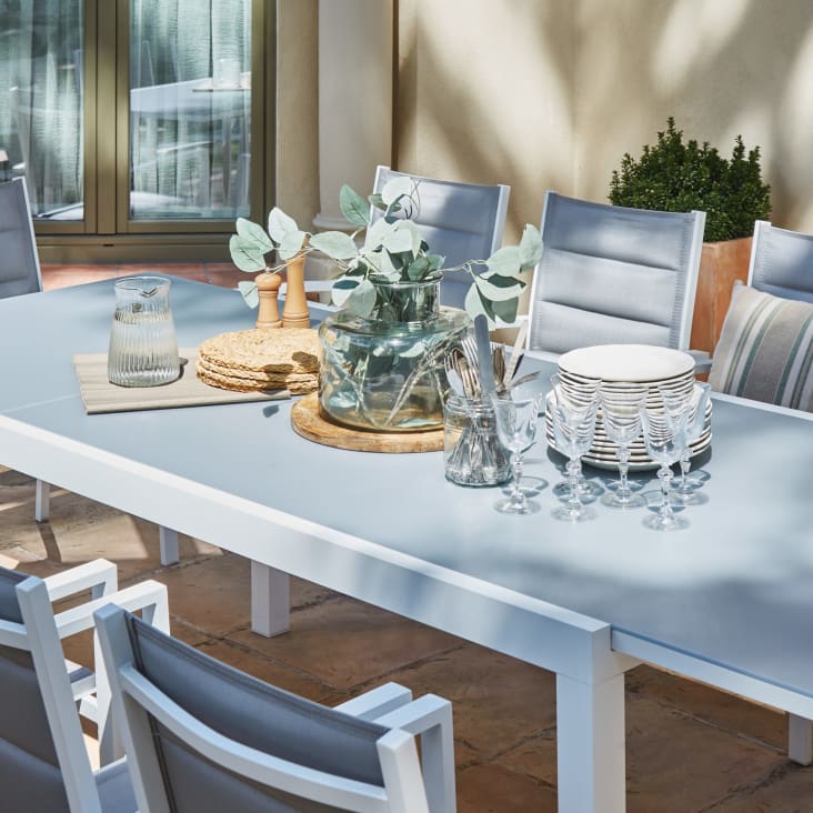 Set tavolo e sedie da giardino 8 posti in alluminio bianco TOKYO