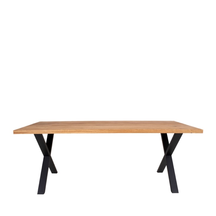 Table à manger en métal et bois clair / noir-Montpellier