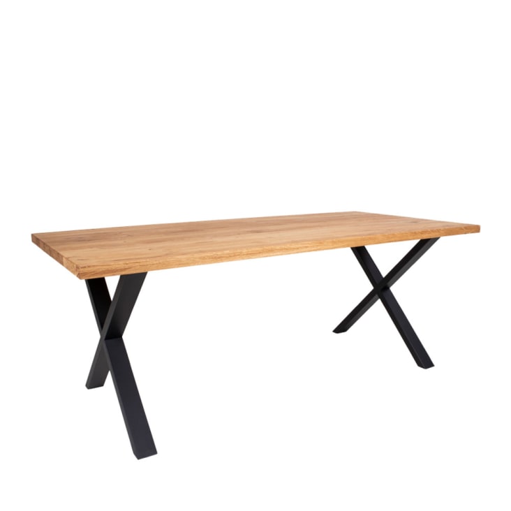 Table à manger en métal et bois clair / noir-Montpellier cropped-3