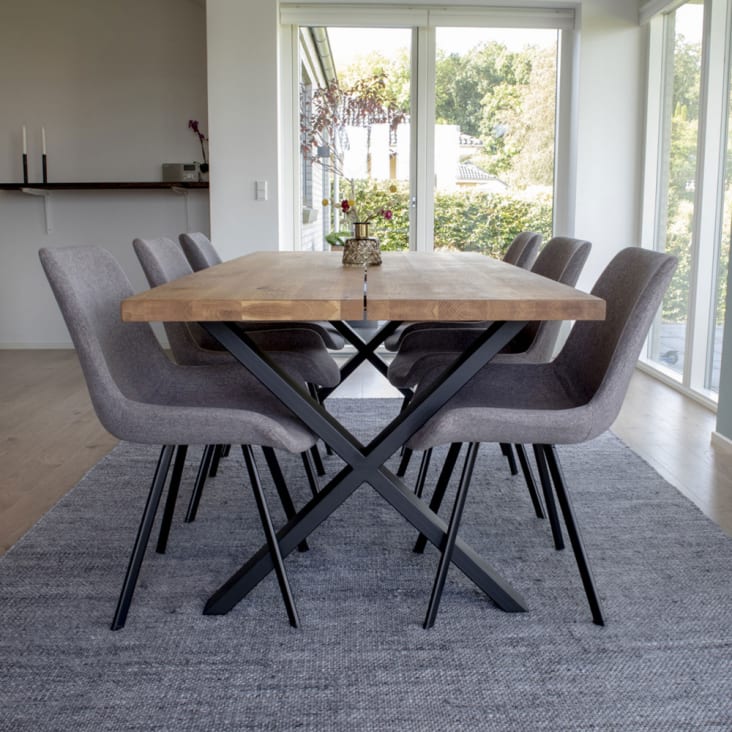 Table à manger en métal et bois clair / noir-Montpellier cropped-9