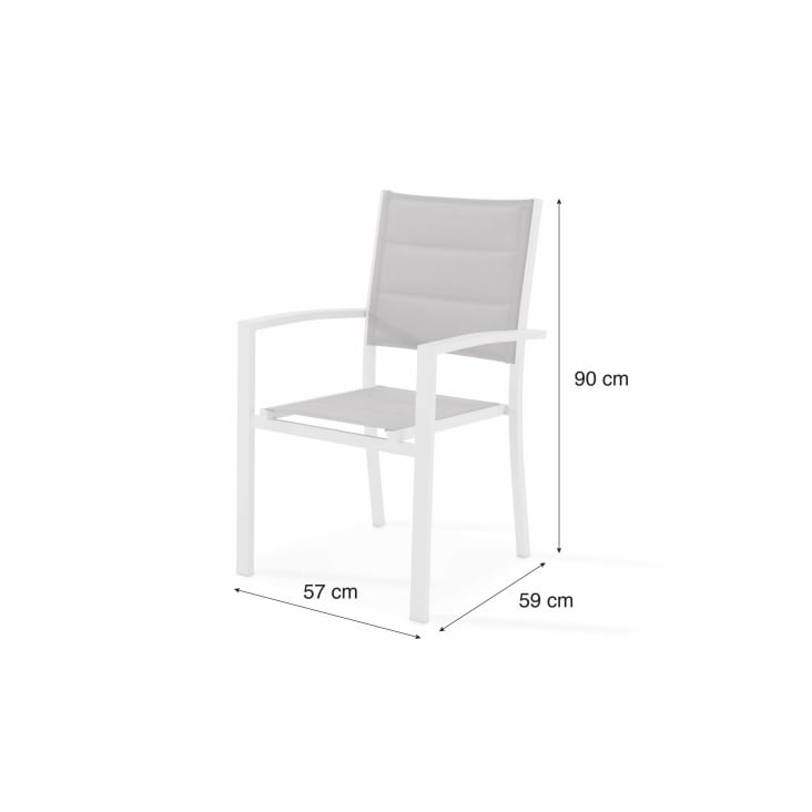 Lot de 8 chaises empilables en aluminium blanc et textilène gris-TOKYO cropped-5