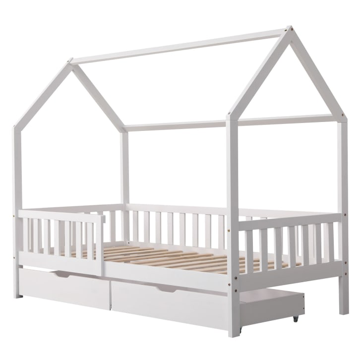 Lit cabane pour enfant avec tiroirs 190x90cm blanc-Marceau