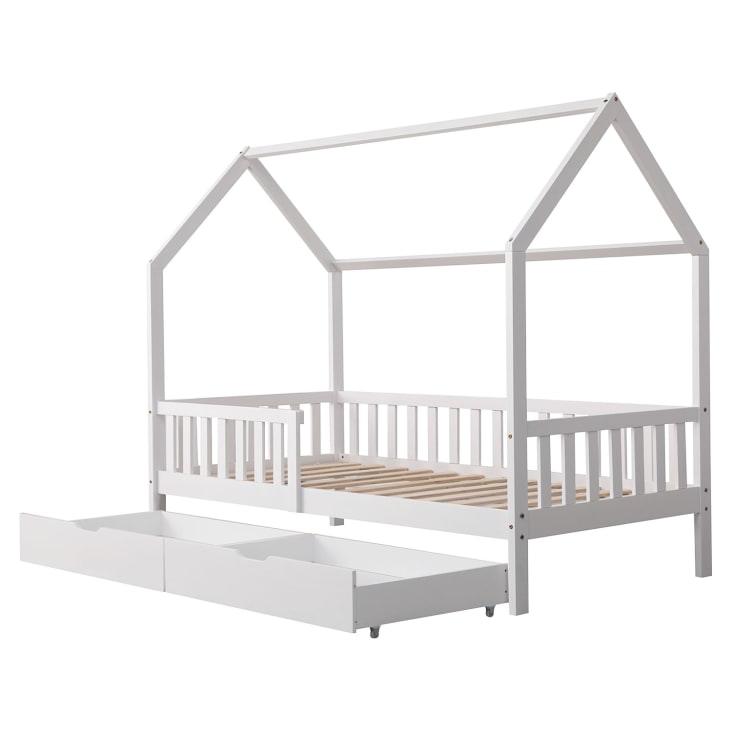 Lit cabane pour enfant avec tiroirs 190x90cm blanc-Marceau cropped-3