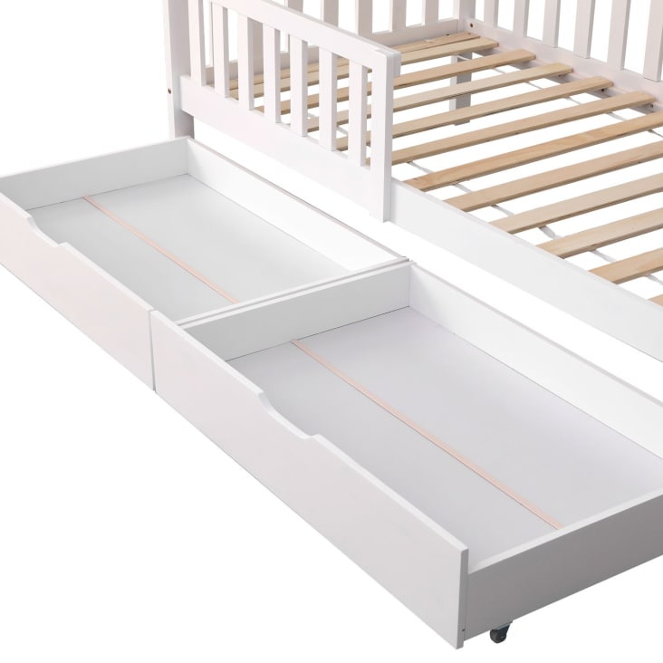 Lit cabane pour enfant avec tiroirs 190x90cm blanc-Marceau cropped-9