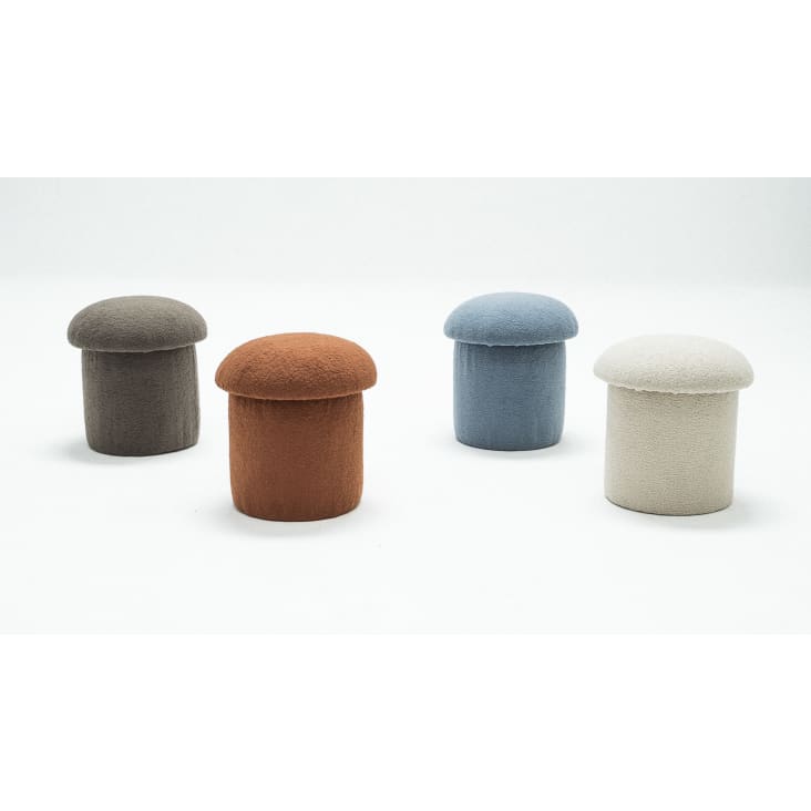 Pouf a forma di fungo in tessuto bouclé blu YAELLE