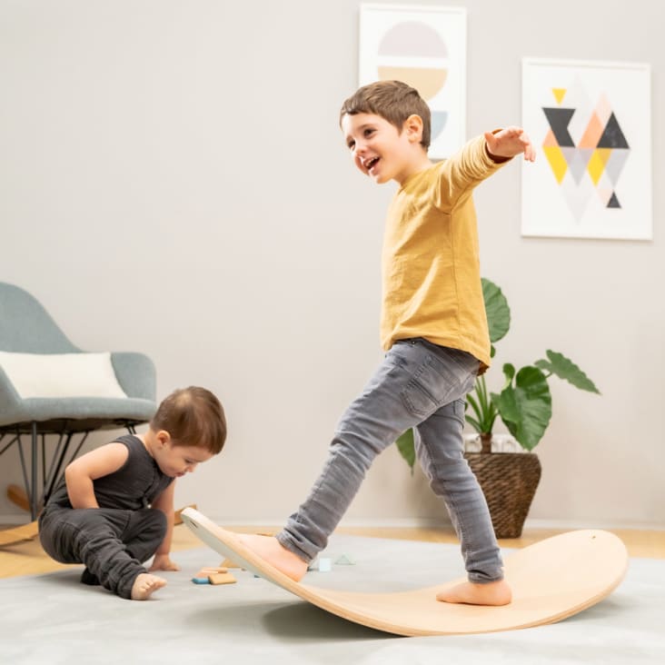 Planche d'équilibre 3 en 1 pour enfants en bois naturel gris