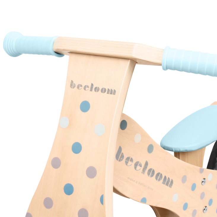 Bicicleta sin pedales para niños de madera natural azul cropped-2