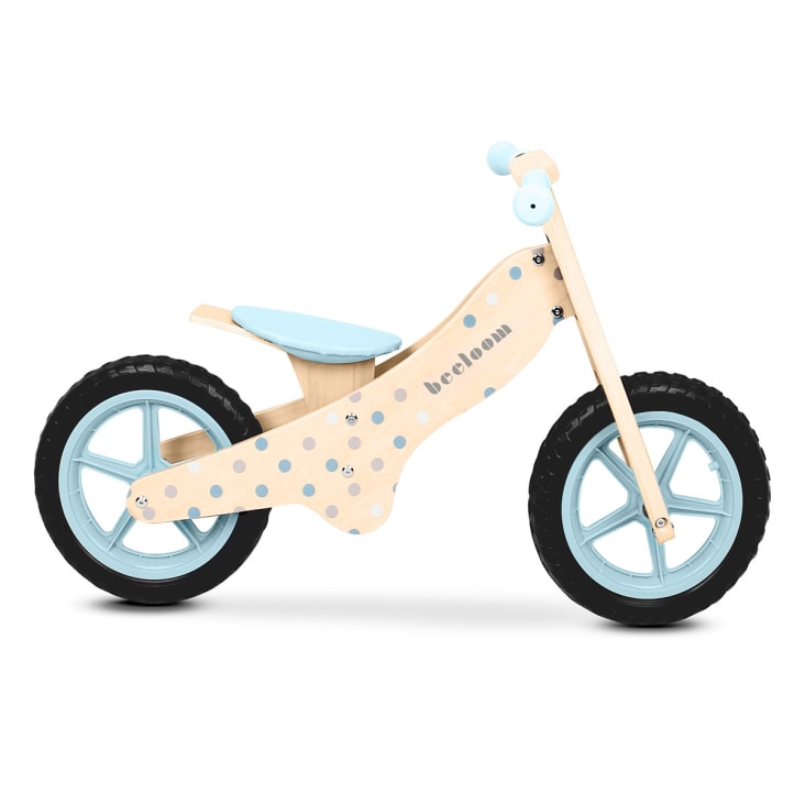 Bicicleta sin pedales para niños de madera natural azul cropped-4