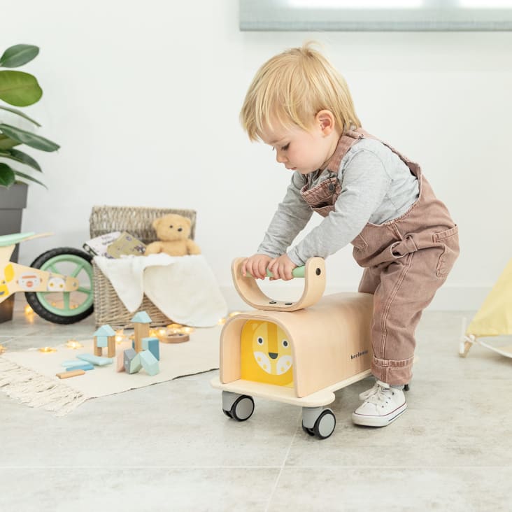 Publicidad Cubo obturador Andador correpasillos para bebe de madera natural amarillo | Maisons du  Monde