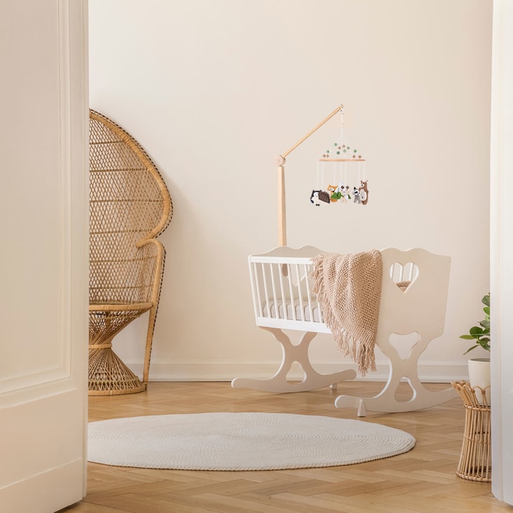 Bras mobile en bois pour berceau de bébé – Cintre mobile renforcé par vis  de 54 cm avec support mural pour décoration de chambre d'enfant (mobile non