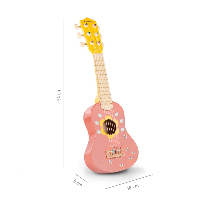 Guitare rose en bois à 6 cordes instrument de musique jouet pour enfant