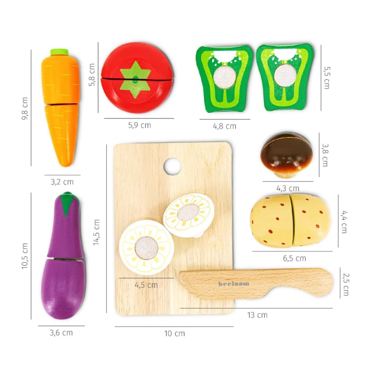 Planche à découper légumes pour enfants en bois naturel multicolore cropped-4