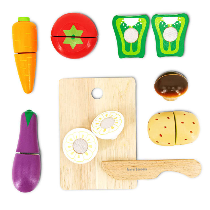 Planche à découper légumes pour enfants en bois naturel multicolore cropped-5