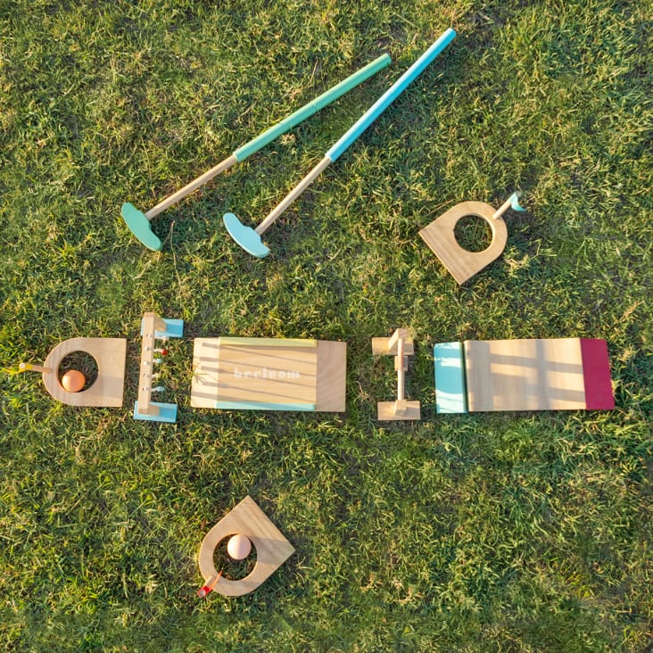 Kit de minigolf pour enfants en bois naturel multicolore cropped-9