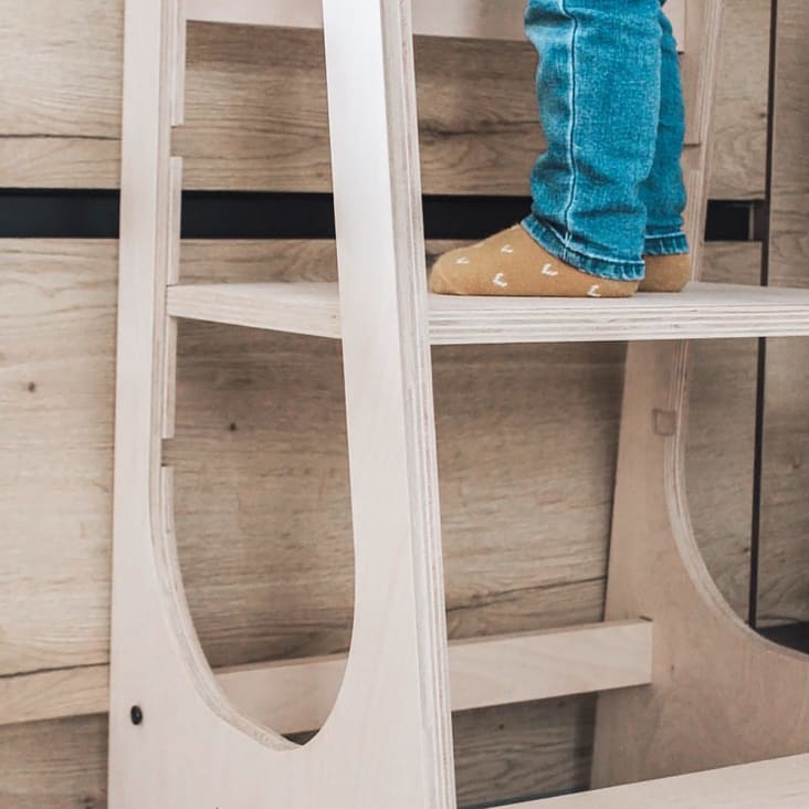 Tour d'apprentissage en bois gris 93x51x50cm pour enfant