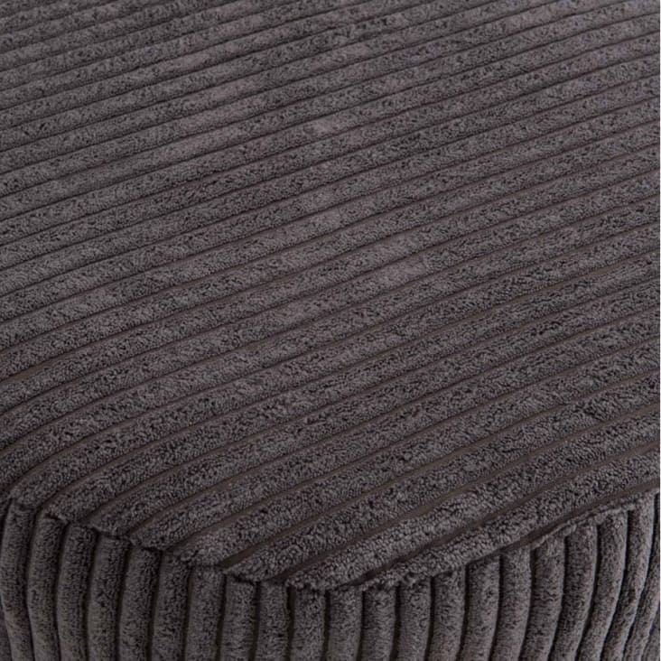 Tabouret rond en tissu velours cotelé gris anthracite pieds en métal-Albane cropped-4