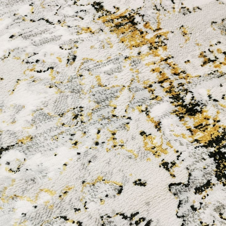 payé Tappeto rotondo – grigio oro – 120 x 120 cm – Bordatura effetto marmo,  moderno motivo vintage boho, tappeto per soggiorno, camera da letto