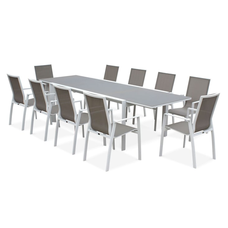 Salon de jardin blanc et taupe en aluminium table et 8 fauteuils-Washington cropped-10