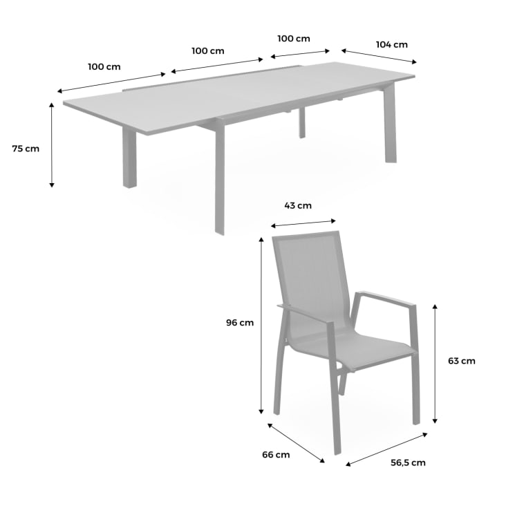 Salon de jardin blanc et taupe en aluminium table et 8 fauteuils-Washington cropped-5