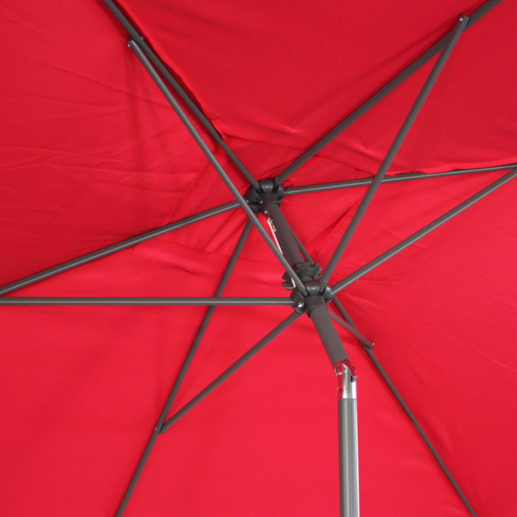 Parasol droit rectangulaire rouge aluminium avec mât central 2m sur 3m-Touquet cropped-6