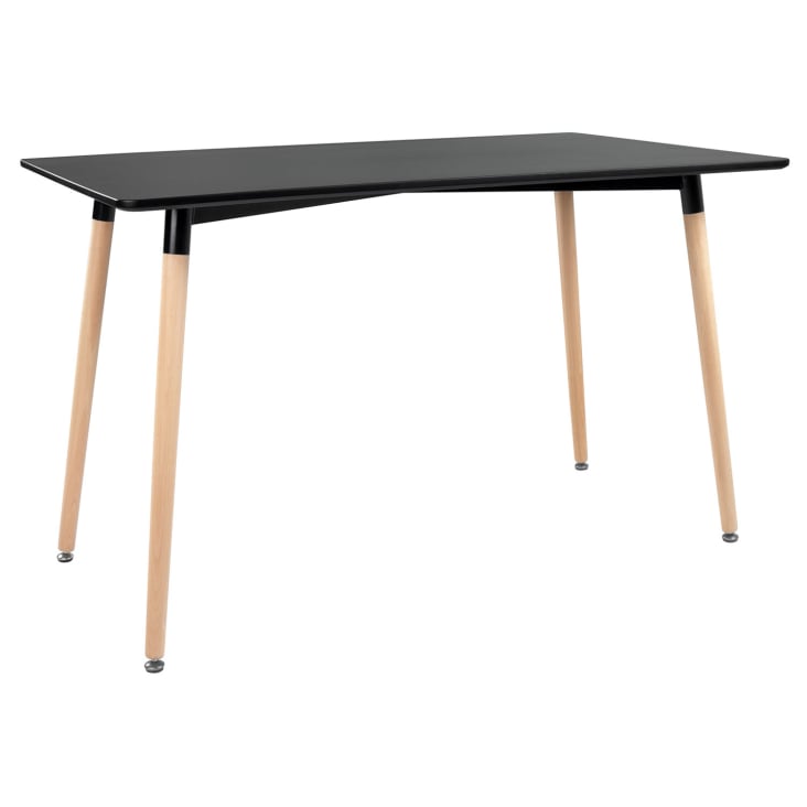 Table à manger rectangulaire style scandinave noire et bois de hêtre-Pia
