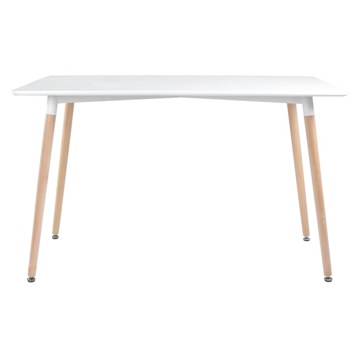 Table à manger rectangulaire style scandinave blanche et bois de hêtre-Pia cropped-2