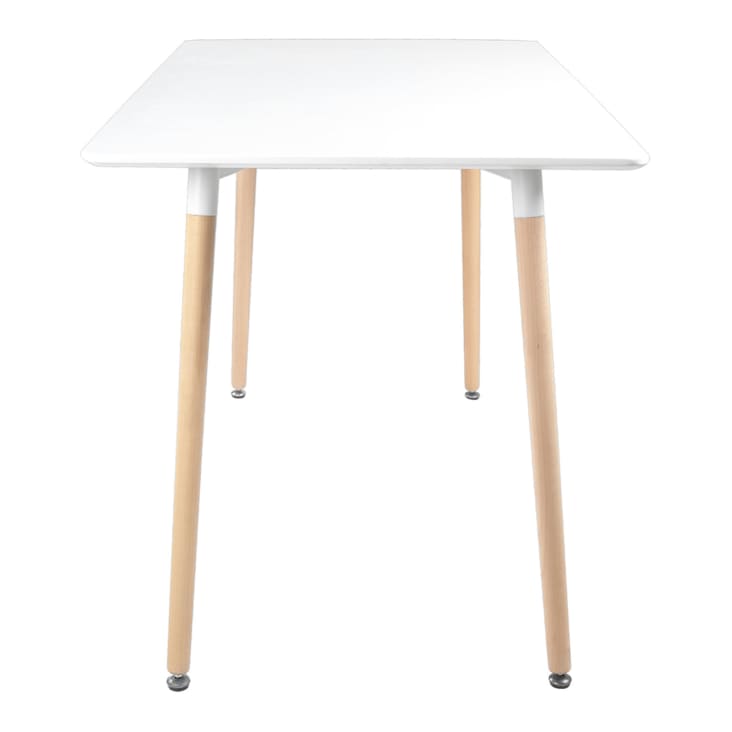 Table à manger rectangulaire style scandinave blanche et bois de hêtre-Pia cropped-3